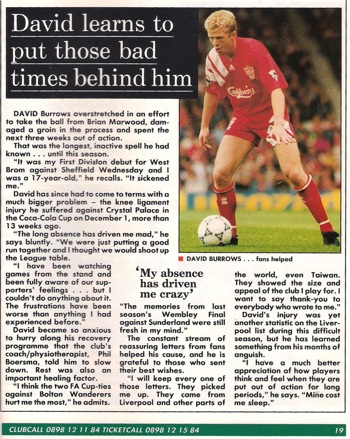 David learns to put those bad times behind him - LFC match programme