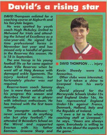 David's a rising star - LFC match programme 1995
