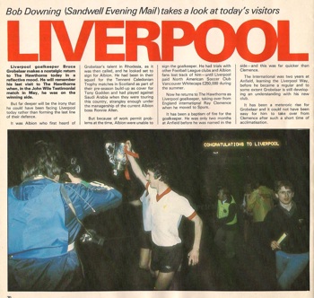 A nostalgic return for Grobbelaar to the Hawthorns on 21 November 1981