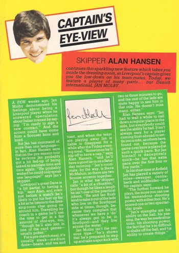 Alan Hansen on Jan Mølby in 1986