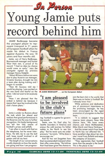 Redknapp the youngest player in Europe for LFC