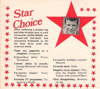 Star Choice from the Liverpool match programme in 1971