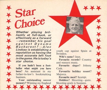 Star Choice from the Liverpool match programme in 1971