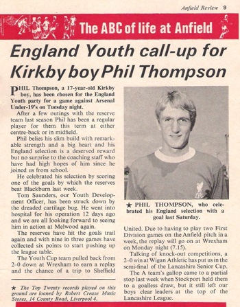 Phil Thompson in Star Choice from the Liverpool match programme
