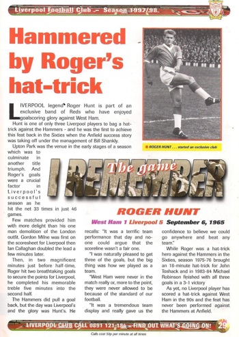 Hammered by Roger's hat-trick - September 1965