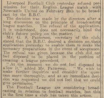Liverpool prevented match from being live on radio