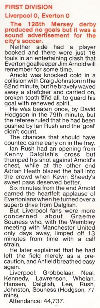 Match report in Fan club magazine