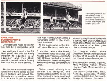Match report in Fan club magazine
