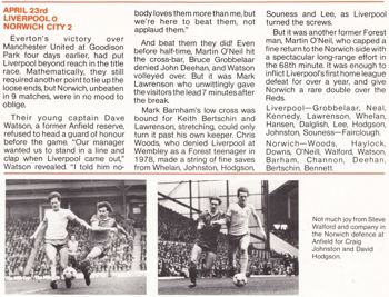 Match report in Fan club magazine