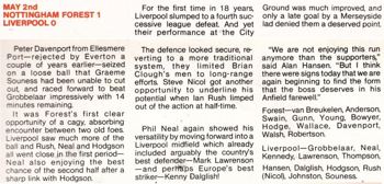 Match report in Fan club magazine