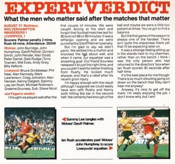 Fagan's view in fan club magazine