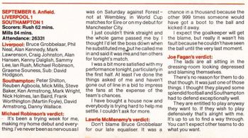 Fagan's, McMenemy's and Robinson's view in fan club magazine