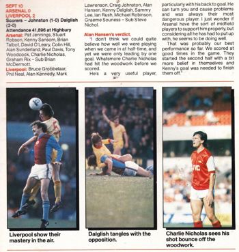 Alan Hansen's view in fan club magazine