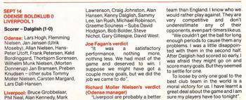 Joe Fagan's and Moller-Nielsen's view in fan club magazine