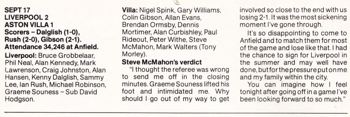 Steve McMahon's view in fan club magazine - September 1983