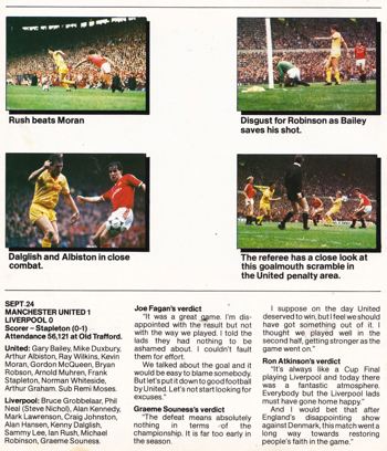 Fagan's, Souness' and Ron Atkinson's view in fan club magazine