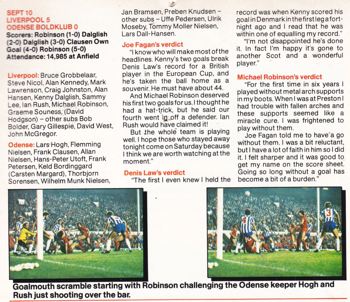 Fagan's, Robinson's and Denis Law's view in fan club magazine