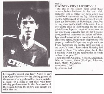 Gary Ablett's view on Coventry - Liverpool - Nottingham Forest 2 May 1987