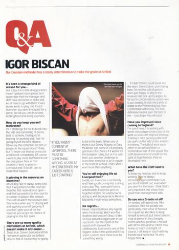 Q and A with Igor Biscan - LFC Official Matchday Magazine