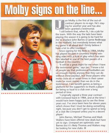 Mølby signs on for one more year -  The Official Liverpool Magazine May 1995