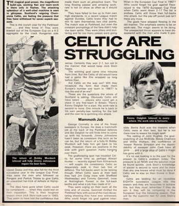 Celtic are struggling - from 15 September 1974