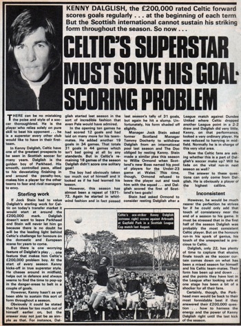 Celtic's superstar must solve his goalscoring problem - 5 May 1973