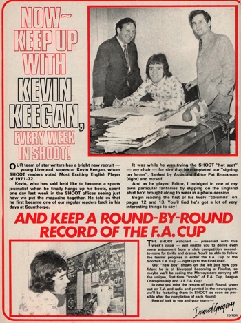Keegan signs up for Shoot! in 1972