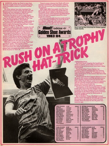Rush on a trophy hat-trick - From Shoot! on 1 May 1985