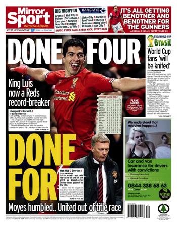 Back page of the Daily Mirror