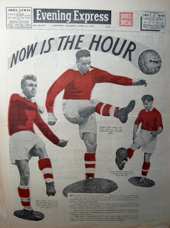 Liddell, A'Court and Wheeler on the cover of the Evening Express on 27 April 1957