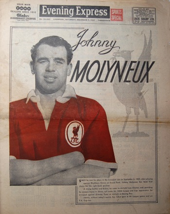 Molyneux on the cover of the Evening Express on 7 December 1957