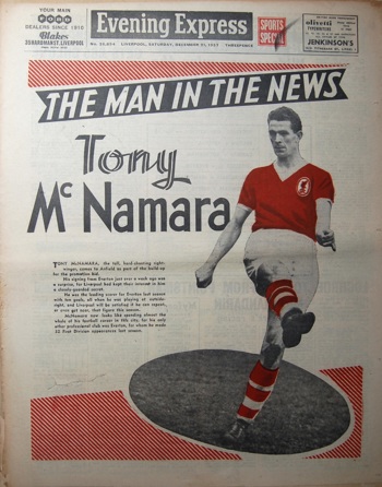 McNamara on the cover of the Evening Express on 21 December 1957