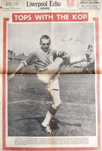 St John on the cover of the Liverpool Echo on 26 August 1961