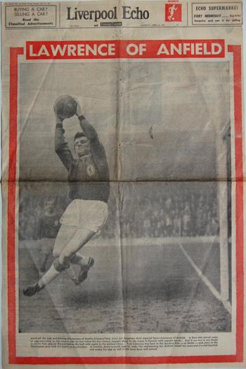 Profile of Lawrence of Anfield on the cover of the Echo 13 April 1963