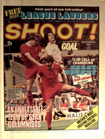 Emlyn Hughes and Phil Thompson on the cover of Shoot!
