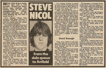 Steve Nicol from the dole queue to Anfield - 28 November 1981