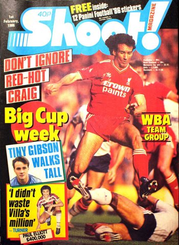 Craig Johnston on the cover of Shoot! 1 February 1986