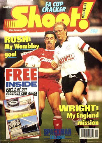 Derby's Mark Wright on the cover of Shoot! 27 January 1990
