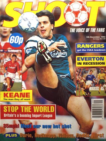 Jan Mølby on the cover of Shoot! 5 December 1992