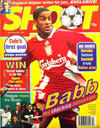 Phil Babb on the cover of Shoot! 18 February 1995