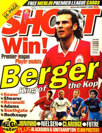 Patrik Berger on the cover of Shoot! 5 October 1996