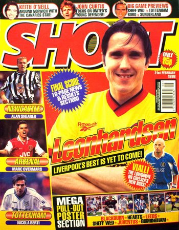 Øyvind Leonhardsen on the cover of Shoot! 21 February 1998
