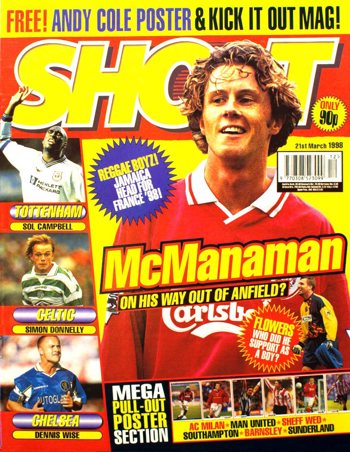 Steve McManaman on the cover of Shoot! 21 March 1998