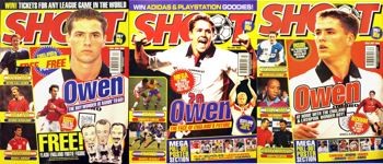 Michael Owen on the cover of Shoot! as an England player