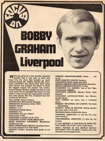 Focus on Bobby Graham from the 1970/71 season