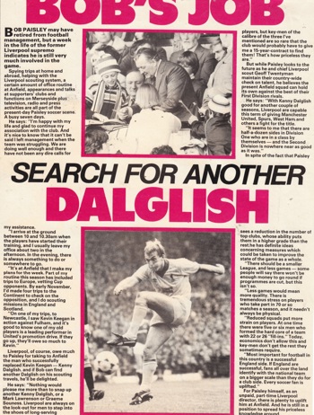 Bob's job to search for another Dalglish - 1983