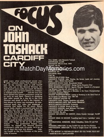 Focus on Cardiff's City John Toshack