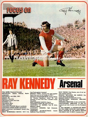 Focus on Arsenal's Ray Kennedy