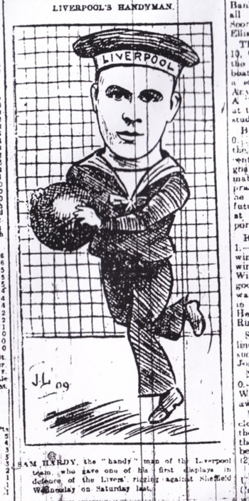 Sketch of Sam Hardy from the Liverpool Echo