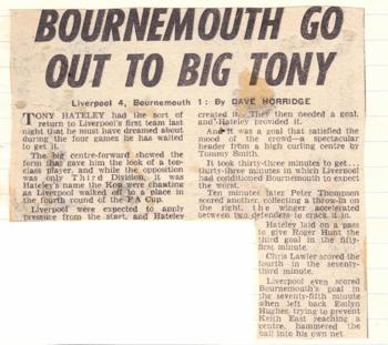 Bournemouth go out to big Tony - 30 January 1968
